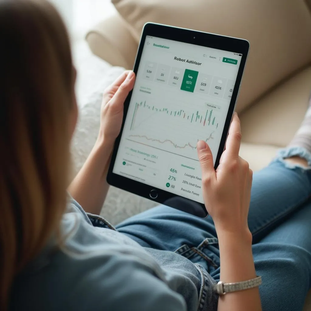 Client using the robo-advisor platform on a tablet