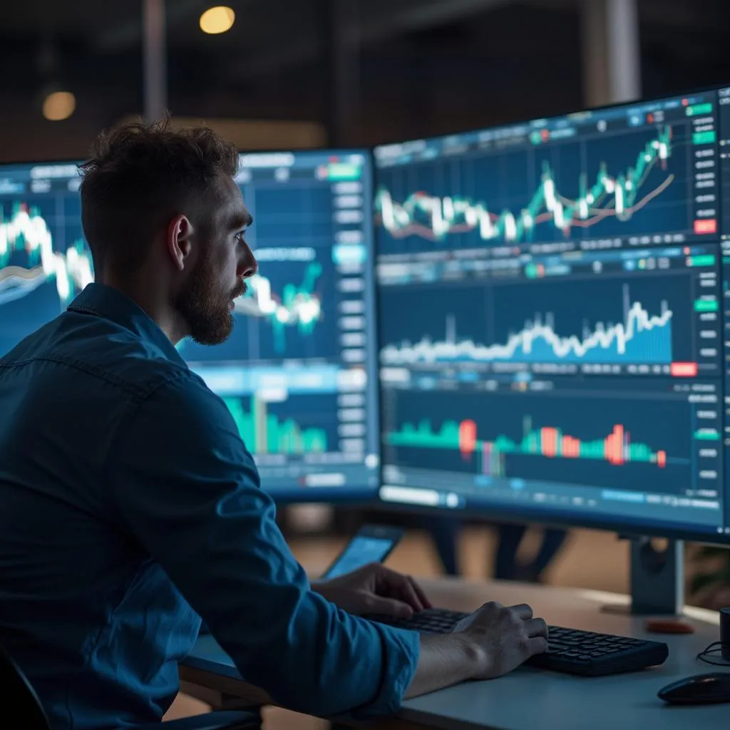 Experienced investor reviewing complex data